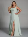 Grand A-line Straps Bow Floor-Length Chiffon Corset Plus Size Bridesmaid Dress