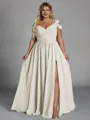 Charming A-line Cold Shoulder Pleated Floor-Length Chiffon Corset Plus Size Bridesmaid Dress