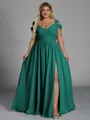 Charming A-line Cold Shoulder Pleated Floor-Length Chiffon Corset Plus Size Bridesmaid Dress
