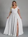 Charming A-line Cold Shoulder Pleated Floor-Length Chiffon Corset Plus Size Bridesmaid Dress