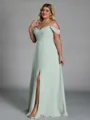 Perfect A-line Cold Shoulder Floor-Length Chiffon Convertible Plus Size Bridesmaid Dress