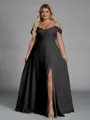 Perfect A-line Cold Shoulder Floor-Length Chiffon Convertible Plus Size Bridesmaid Dress