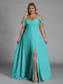 Perfect A-line Cold Shoulder Floor-Length Chiffon Convertible Plus Size Bridesmaid Dress