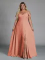 Perfect A-line Cold Shoulder Floor-Length Chiffon Convertible Plus Size Bridesmaid Dress