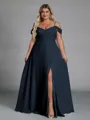 Perfect A-line Cold Shoulder Floor-Length Chiffon Convertible Plus Size Bridesmaid Dress