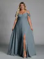 Perfect A-line Cold Shoulder Floor-Length Chiffon Convertible Plus Size Bridesmaid Dress