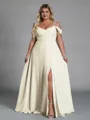 Perfect A-line Cold Shoulder Floor-Length Chiffon Convertible Plus Size Bridesmaid Dress