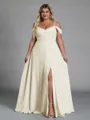 Perfect A-line Cold Shoulder Floor-Length Chiffon Convertible Plus Size Bridesmaid Dress