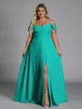 Perfect A-line Cold Shoulder Floor-Length Chiffon Convertible Plus Size Bridesmaid Dress