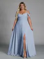 Perfect A-line Cold Shoulder Floor-Length Chiffon Convertible Plus Size Bridesmaid Dress