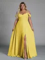 Perfect A-line Cold Shoulder Floor-Length Chiffon Convertible Plus Size Bridesmaid Dress