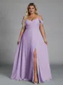 Perfect A-line Cold Shoulder Floor-Length Chiffon Convertible Plus Size Bridesmaid Dress