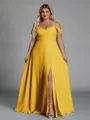 Perfect A-line Cold Shoulder Floor-Length Chiffon Convertible Plus Size Bridesmaid Dress