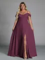 Perfect A-line Cold Shoulder Floor-Length Chiffon Convertible Plus Size Bridesmaid Dress