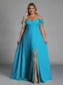 Perfect A-line Cold Shoulder Floor-Length Chiffon Convertible Plus Size Bridesmaid Dress
