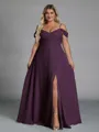 Perfect A-line Cold Shoulder Floor-Length Chiffon Convertible Plus Size Bridesmaid Dress