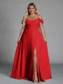 Perfect A-line Cold Shoulder Floor-Length Chiffon Convertible Plus Size Bridesmaid Dress