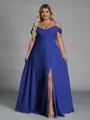 Perfect A-line Cold Shoulder Floor-Length Chiffon Convertible Plus Size Bridesmaid Dress