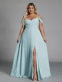 Perfect A-line Cold Shoulder Floor-Length Chiffon Convertible Plus Size Bridesmaid Dress