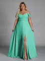 Perfect A-line Cold Shoulder Floor-Length Chiffon Convertible Plus Size Bridesmaid Dress