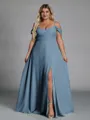 Perfect A-line Cold Shoulder Floor-Length Chiffon Convertible Plus Size Bridesmaid Dress