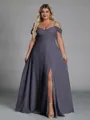 Perfect A-line Cold Shoulder Floor-Length Chiffon Convertible Plus Size Bridesmaid Dress