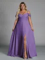 Perfect A-line Cold Shoulder Floor-Length Chiffon Convertible Plus Size Bridesmaid Dress