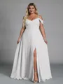 Perfect A-line Cold Shoulder Floor-Length Chiffon Convertible Plus Size Bridesmaid Dress
