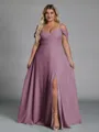 Perfect A-line Cold Shoulder Floor-Length Chiffon Convertible Plus Size Bridesmaid Dress