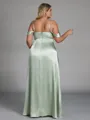 Glam Sheath Cowl Pleated Floor-Length Silk Like Satin Convertible Plus Size Bridesmaid Dress