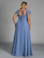 Splendiferous A-line Square Short Sleeves Floor-Length Chiffon Plus Size Bridesmaid Dress