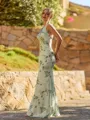 Fashion Sheath V-Neck Pleated Floor-Length Bridesmaid Dress