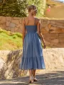 Pretty A-line V-Neck Pleated Tea-Length Chiffon Bridesmaid Dress