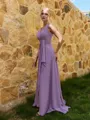 Elegant A-line V-Neck Pleated Floor-Length Chiffon Corset Bridesmaid Dress