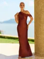 Opulent Sheath One-Shoulder Pleated Floor-Length Silk Like Satin Bridesmaid Dress