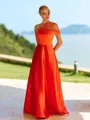 Breathtaking A-line One-Shoulder Pleated Floor-Length Silk Like Satin Bridesmaid Dress