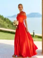 Breathtaking A-line One-Shoulder Pleated Floor-Length Silk Like Satin Bridesmaid Dress