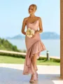 Gorgeous Sheath Spaghetti Straps Ruffles Floor-Length Silk Like Satin Corset Bridesmaid Dress