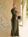 Captivating Sheath Cowl Floor-Length Silk Like Satin Bridesmaid Dress