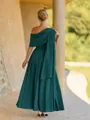 Magnificent A-line One-Shoulder Pleated Ankle-Length Corset Bridesmaid Dress