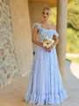 Extravagant A-line One-Shoulder Ruffles Floor-Length Corset Bridesmaid Dress