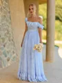 Extravagant A-line One-Shoulder Ruffles Floor-Length Corset Bridesmaid Dress