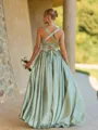 Unforgettable A-line Straps Floor-Length Silk Like Satin Corset Bridesmaid Dress