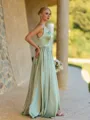 Unforgettable A-line Straps Floor-Length Silk Like Satin Corset Bridesmaid Dress