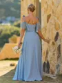 Classy A-line Cold Shoulder Pleated Floor-Length Chiffon Bridesmaid Dress