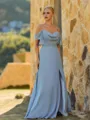 Classy A-line Cold Shoulder Pleated Floor-Length Chiffon Bridesmaid Dress
