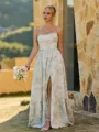Trendy A-line Straight Beading Floor-Length Corset Bridesmaid Dress