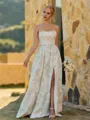 Trendy A-line Straight Beading Floor-Length Corset Bridesmaid Dress