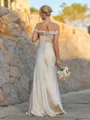 Hot Sheath Off-the-Shoulder Pleated Floor-Length Silk Like Satin Corset Bridesmaid Dress