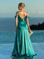 Delicate Sheath Cold Shoulder Pleated Floor-Length Bridesmaid Dress